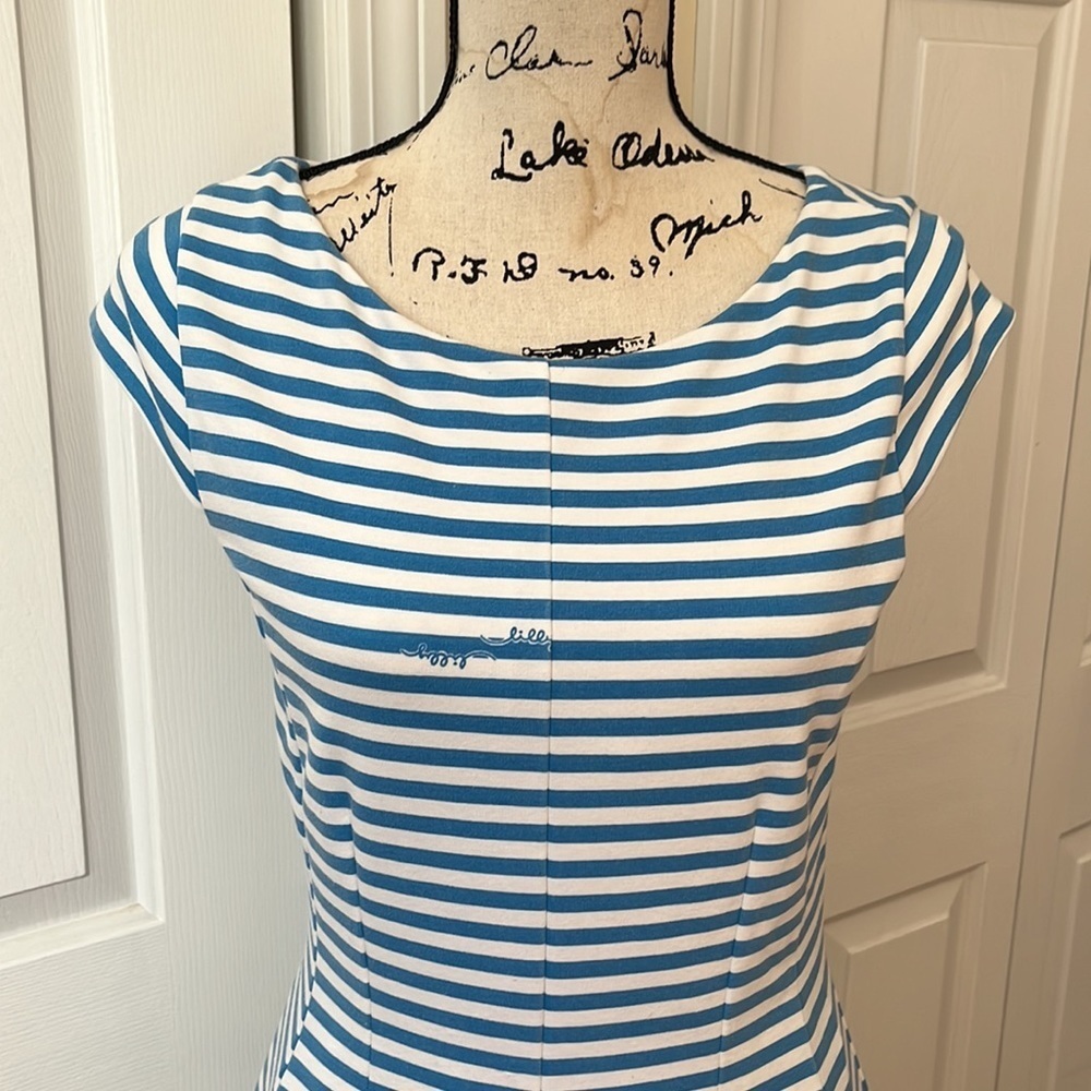 Lilly Pulitzer Briella Blue White Stripe Ponte Dress Sm - Picture 5 of 12